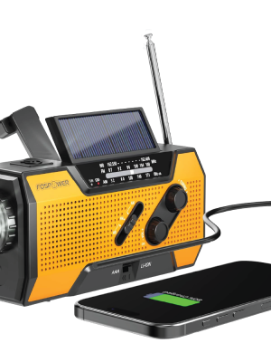 FosPower Emergency Weather Radio (Model A1) NOAA/AM/FM with 7400mWh Portable Power Bank, USB/Solar/Hand Crank Charging, Battery Operated, SOS Alarm & Flashlight for Indoor/Outdoor FosPower Emergency Weather Radio (Model A1) NOAA/AM/FM with 7400mWh Portable Power Bank, USB/Solar/Hand Crank Charging, Battery Operated, SOS Alarm & Flashlight for Indoor/Outdoor