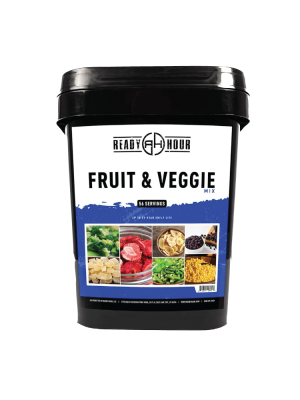 Ready Hour, Fruit & Veggie Mix, Non-Perishable Freeze-Dried Food, 30-Year Shelf Life, Portable Emergency and Adventure Food Supply, Durable Flood Safe Container, 56 Servings Ready Hour, Fruit & Veggie Mix, Non-Perishable Freeze-Dried Food, 30-Year Shelf Life, Portable Emergency and Adventure Food Supply, Durable Flood Safe Container, 56 Servings